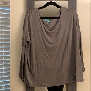 Gray oversized long sleeve top